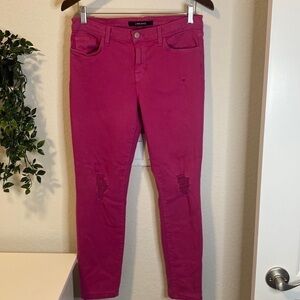 J. Brand for Nordstrom Magenta Distressed Skinny Leg Jean - Size 29